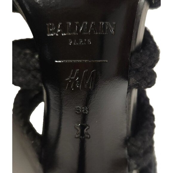 BALMAIN x H&M Sandal Boots Size 38 US 7 Womens Black Strappy Heels Pumps RARE! - Picture 9 of 12